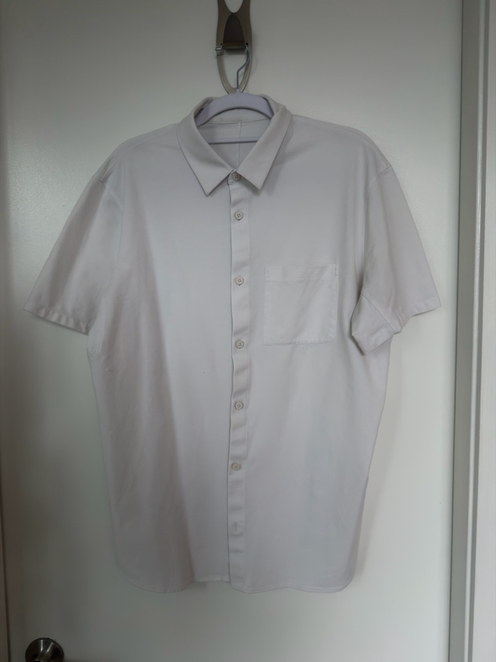 White lululemon short sleeve button up